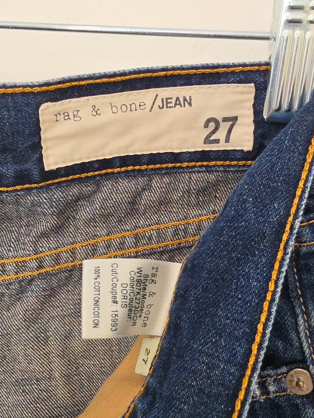 Rag &Bone Blue Dark Wash Distressed Cotton Denim Shorts 27 - Picture 4 of 4